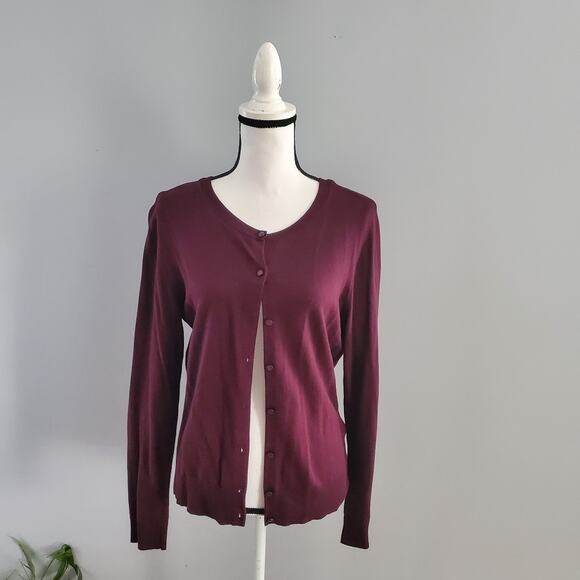 New York & Company Purple Cardigan L - Picture 1 of 6